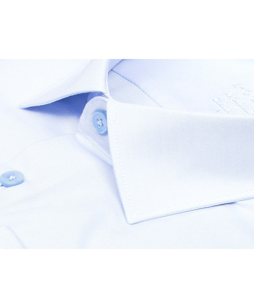 Голубая приталенная мужская рубашка Poggino 3300-021 Non Iron с длинными рукавами