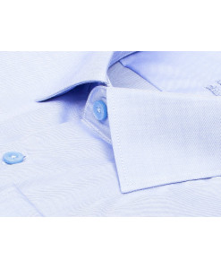 Голубая приталенная мужская рубашка Poggino 3300-031 Non Iron с длинными рукавами