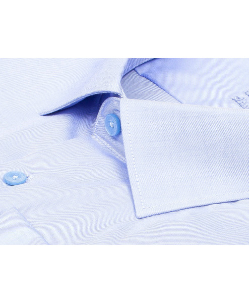 Голубая приталенная мужская рубашка Poggino 3300-031 Non Iron с длинными рукавами