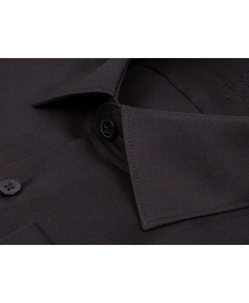 Черная приталенная мужская рубашка Poggino 3300-051 Non Iron с длинными рукавами