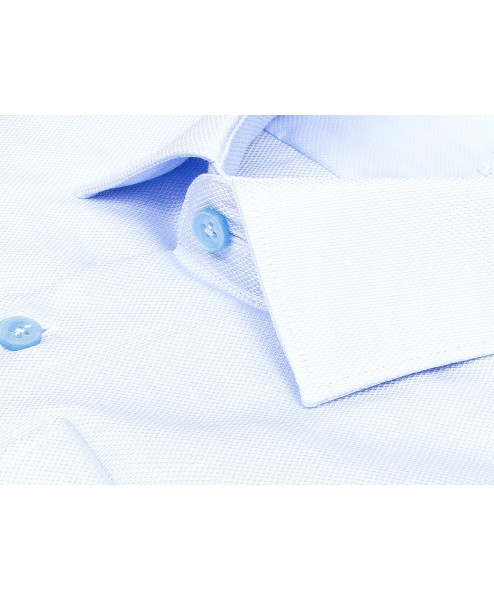 Голубая приталенная мужская рубашка Poggino 8004-021 Non Iron с длинными рукавами