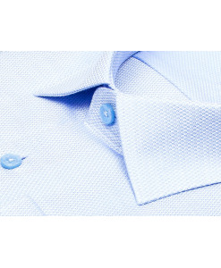 Голубая приталенная мужская рубашка Poggino 8006-06 Non Iron с длинными рукавами