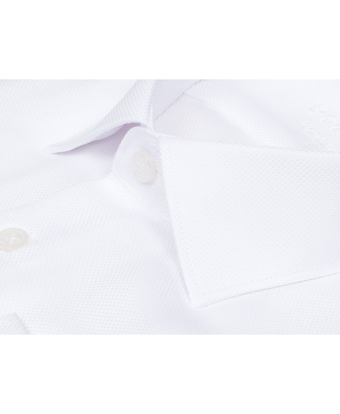 Белая приталенная мужская рубашка Poggino 8008-01 Non Iron с длинными рукавами