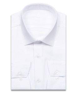 Белая приталенная мужская рубашка Poggino 8008-01 Non Iron с длинными рукавами