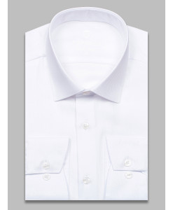 Белая приталенная мужская рубашка Poggino 8008-01 Non Iron с длинными рукавами