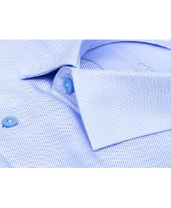 Голубая приталенная мужская рубашка Poggino 8008-08 Non Iron с длинными рукавами