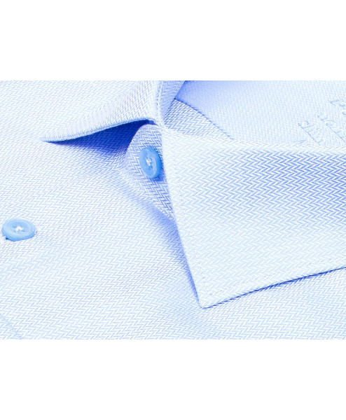 Голубая приталенная мужская рубашка Poggino 8008-10 Non Iron с длинными рукавами